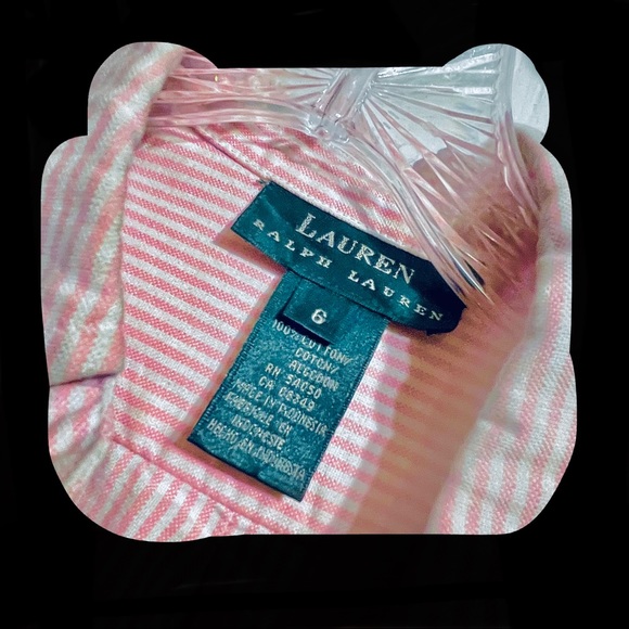 pink pinstriped button-down polo womens small - Picture 2 of 9